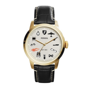 Correa de reloj Fossil FS4977 Cuero Negro 20mm